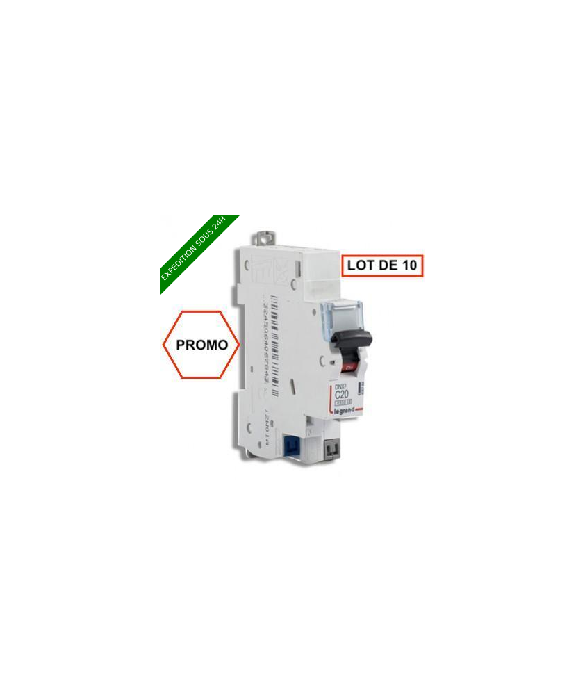 LOT DE 10 // LEGRAND DNX3 Disjoncteur 20A auto PH+N courbe C 4.5kA 230V - 406784