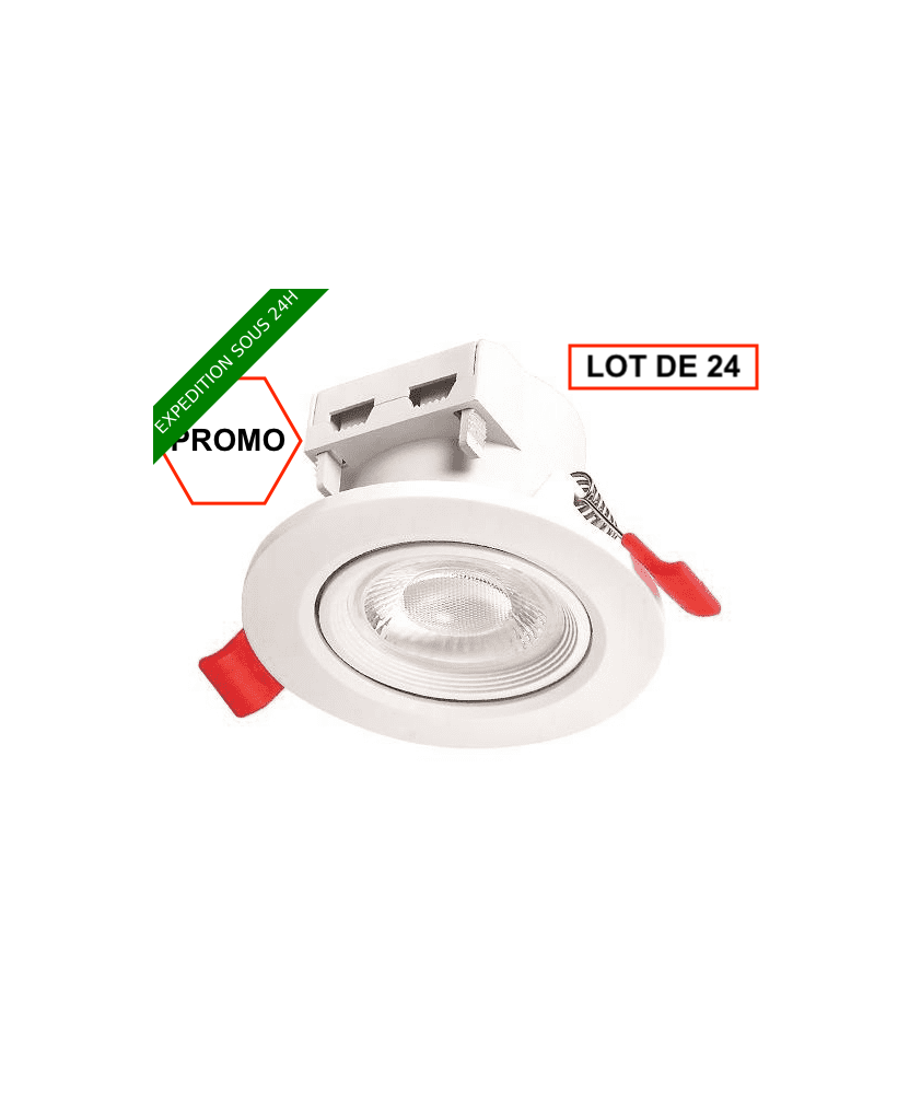 LOT DE 24 PIECES // Spot led encastré rond 5W 3000k / 4000k / 6000k orientable