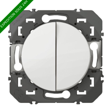Poussoir double dooxie 6A 250V~ finition blanc (600008)