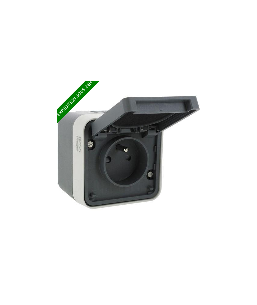 Prise étanche complète Cubyko 2P+T saillie grise (WNC100)