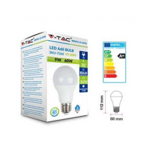 V-TAC VT-2099 Ampoule LED 9W E27 Bulb A60 blanc froid 6400K - SKU 7262