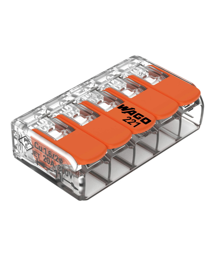 Wago -Borne de raccordement COMPACT 5 conducteurs - Réf : 221-415 X25