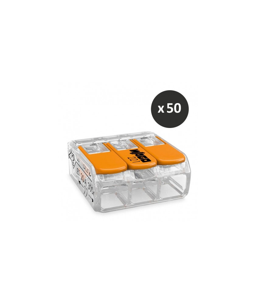 Wago - Borne de raccordement fil souple COMPACT 3 conducteurs - Réf : 221-413 X50