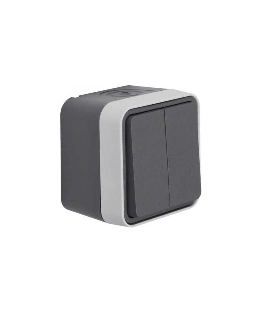 HAGER cubyko double va-et-vient saillie gris (WNC040)