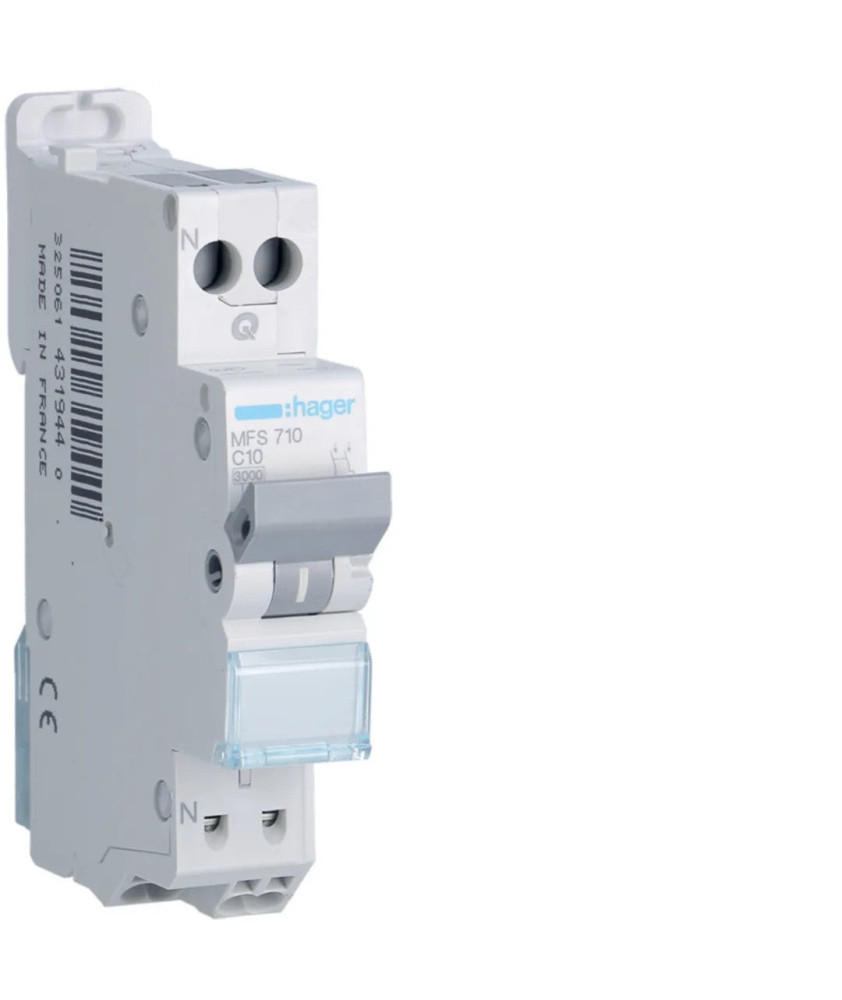 HAGER Disjoncteur 10A auto Ph+N courbe C 3kA 230V - MFS710