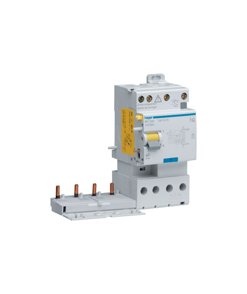HAGER - Bloc différentiel double sortie 4P 63A 30mA type AC - BDC863