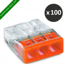 Wago - Bornes pour boîtes de dérivation COMPACT, 3 conducteurs - Réf : 2273-203 X100