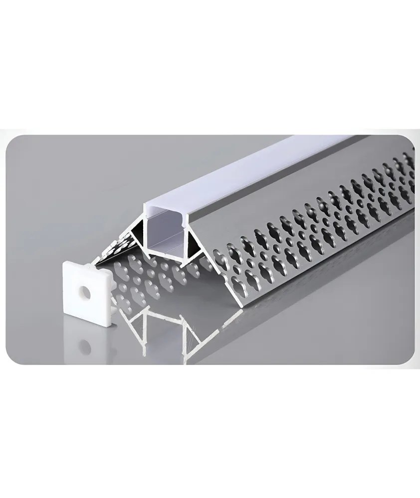 Profilé Aluminium angle intérieur encastré 2m pour ruban LED 12V/24V
