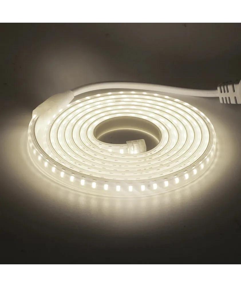 Kit de 50m RUBAN LED Étanche 230V, 120 LEDs/m recoupable silicone Blanc Neutre 4000K
