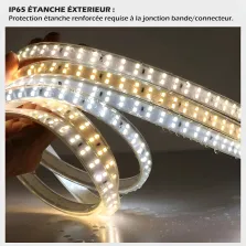 Ruban LED CHANTIER Double rangée sécable 2835 120D en silicone 50M Étanche IP67 6400k