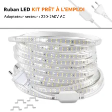 Ruban LED CHANTIER Double rangée sécable 2835 120D en silicone 50M Étanche IP67 3000k