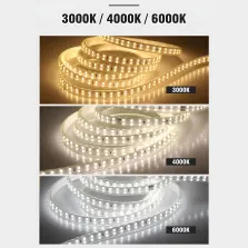 Ruban LED CHANTIER Double rangée sécable 2835 120D en silicone 50M Étanche IP67 3000k