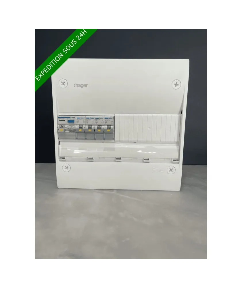 Tableau électrique hager 1 rangée équipé et pré-câblé ref.061
