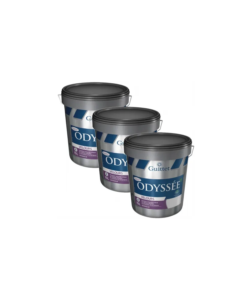 Peinture professionnelle GUITTET Odyssée+ Velours BLANC 15L (Pack x3)
