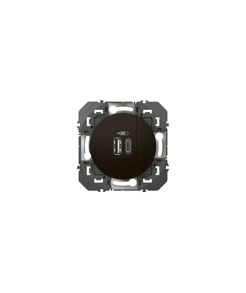 Double chargeur USB 1 TypeA + 1 TypeC dooxie 3A finition noir - 600549 - LEGRAND