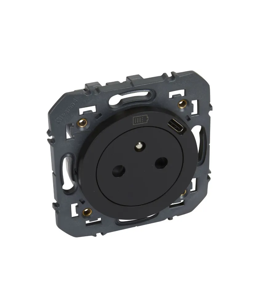Prise de courant 2P+T Surface + chargeur USB type C - finition noir - 600541 - LEGRAND