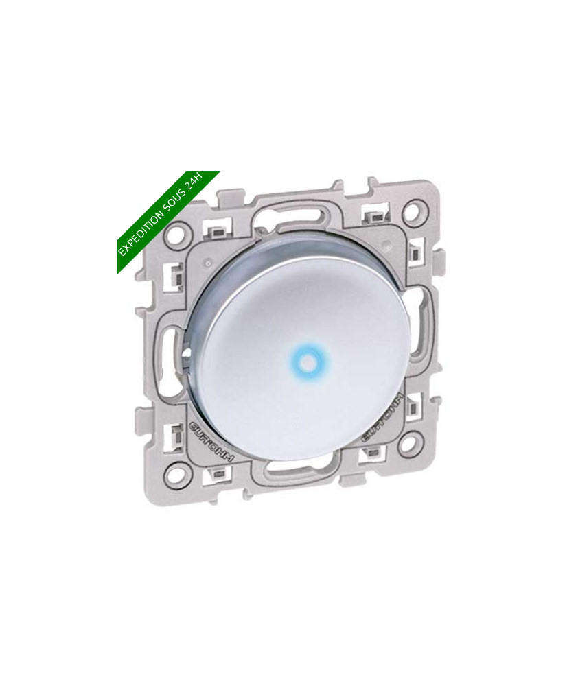 EUROHM Square Interrupteur va et vient lumineux/témoin silver - 60403