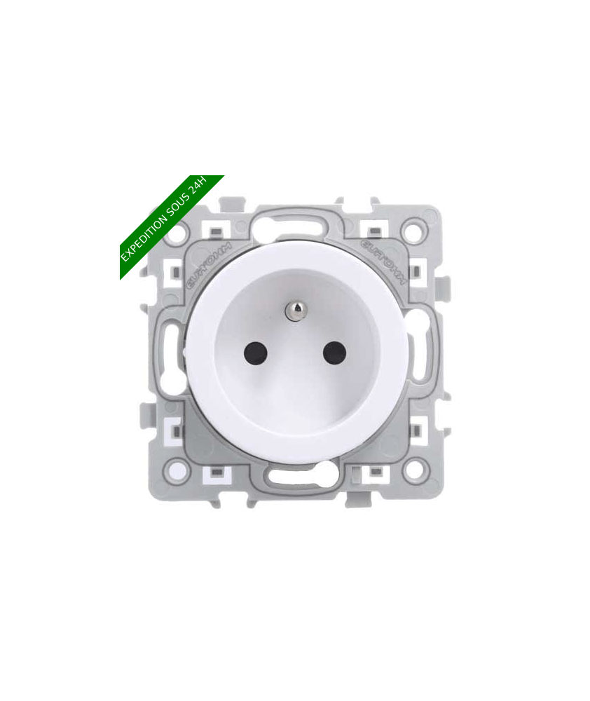 EUROHM Square Prise de courant 2P+T blanc - 60260