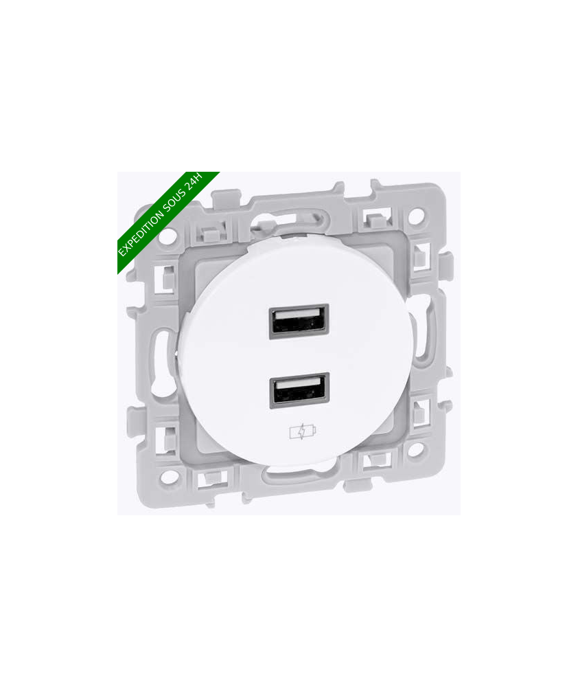 EUROHM Square Prise USB double 2000 mA blanc - 60229