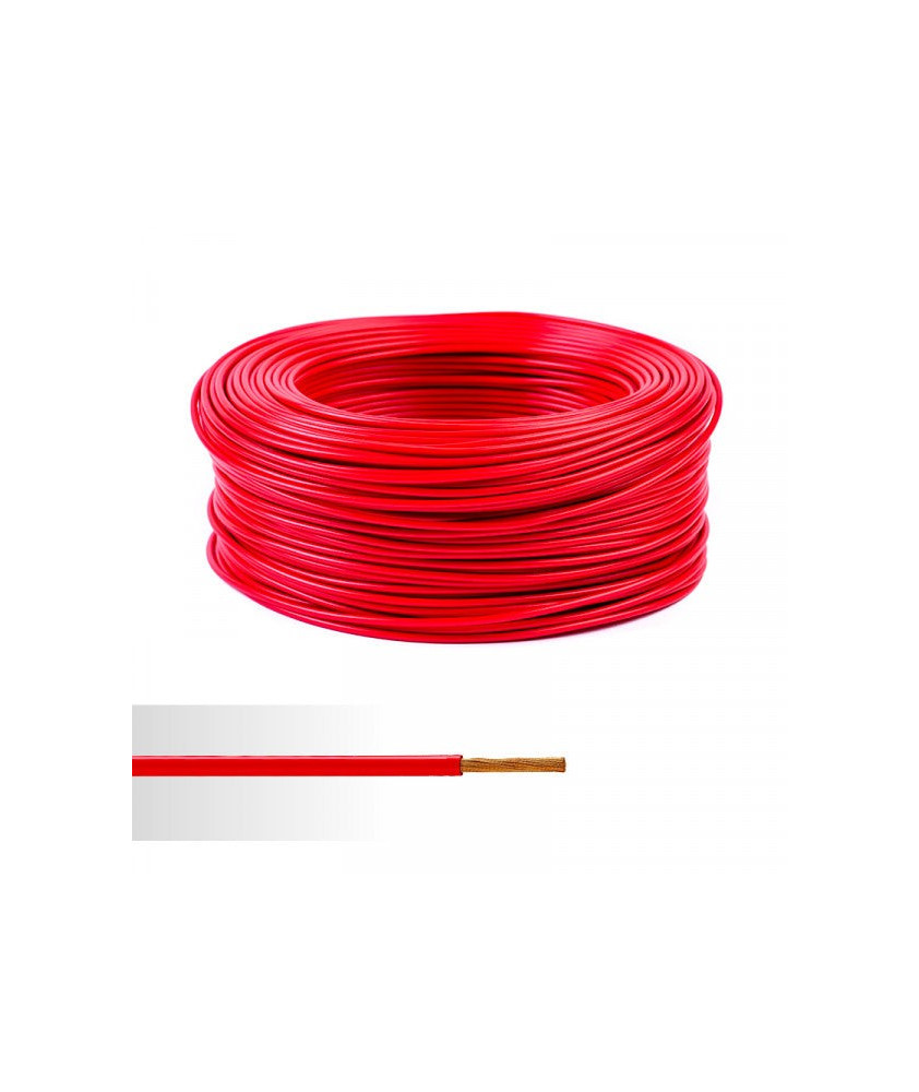 Fil électrique souple ho7v-k 10mm2 rouge  (prix au m)