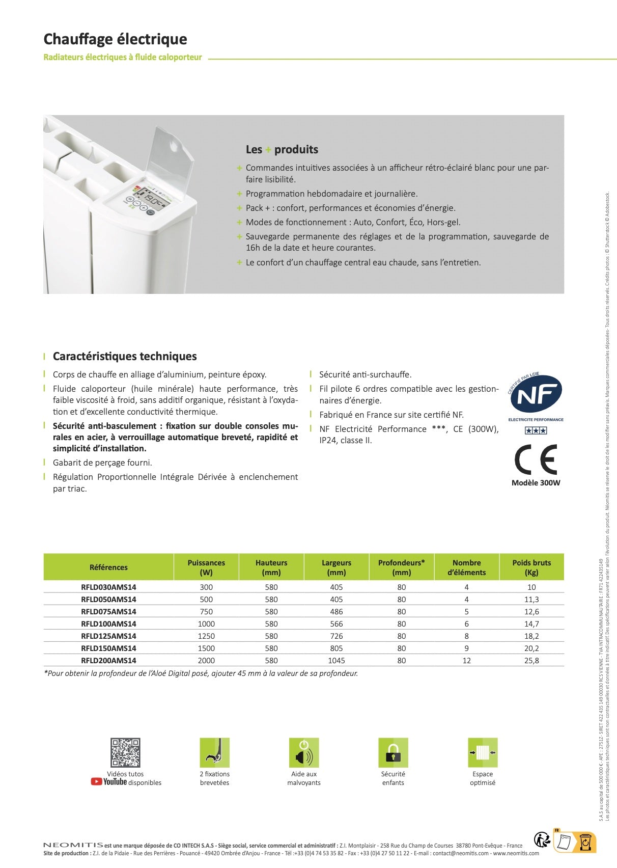 Radiateur à fluide Néomitis Aloé digital – ELECDISCOUNT